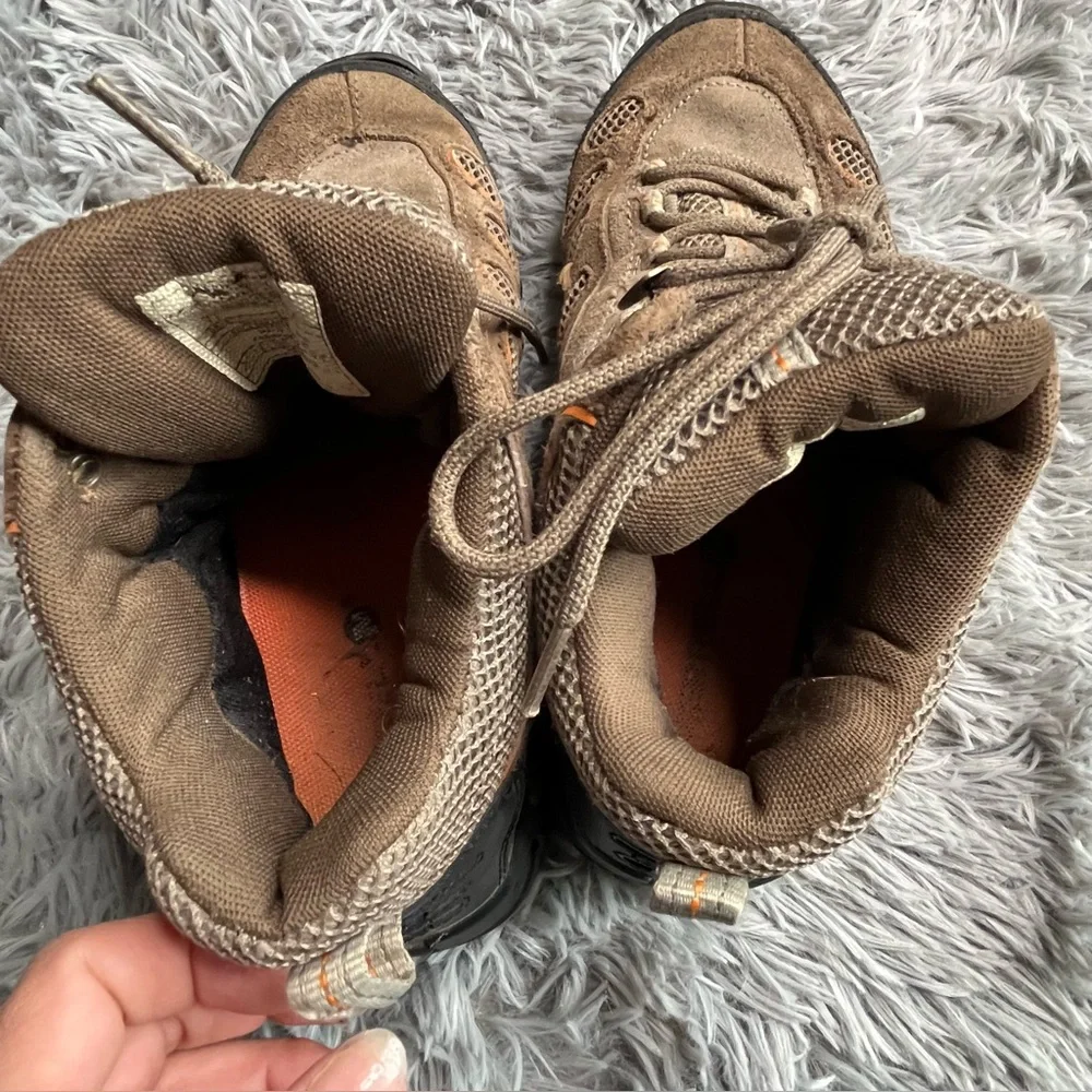 Merrell Boots Mens Size 7.5 Hiking Brown Yokota Pulse Shoes Suede Mesh Brown Mid